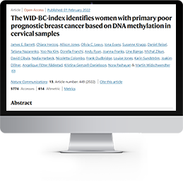 The WID-BC-index identifies women with primary poor prognostic breast cancer based on DNA methylation in cervical samples